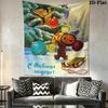 Cheburashka Wall Tapestry Aesthetic Wall Hanging Printed Fabric Blanket Decorative Tapestries for Bedroom Living Room Home Decor