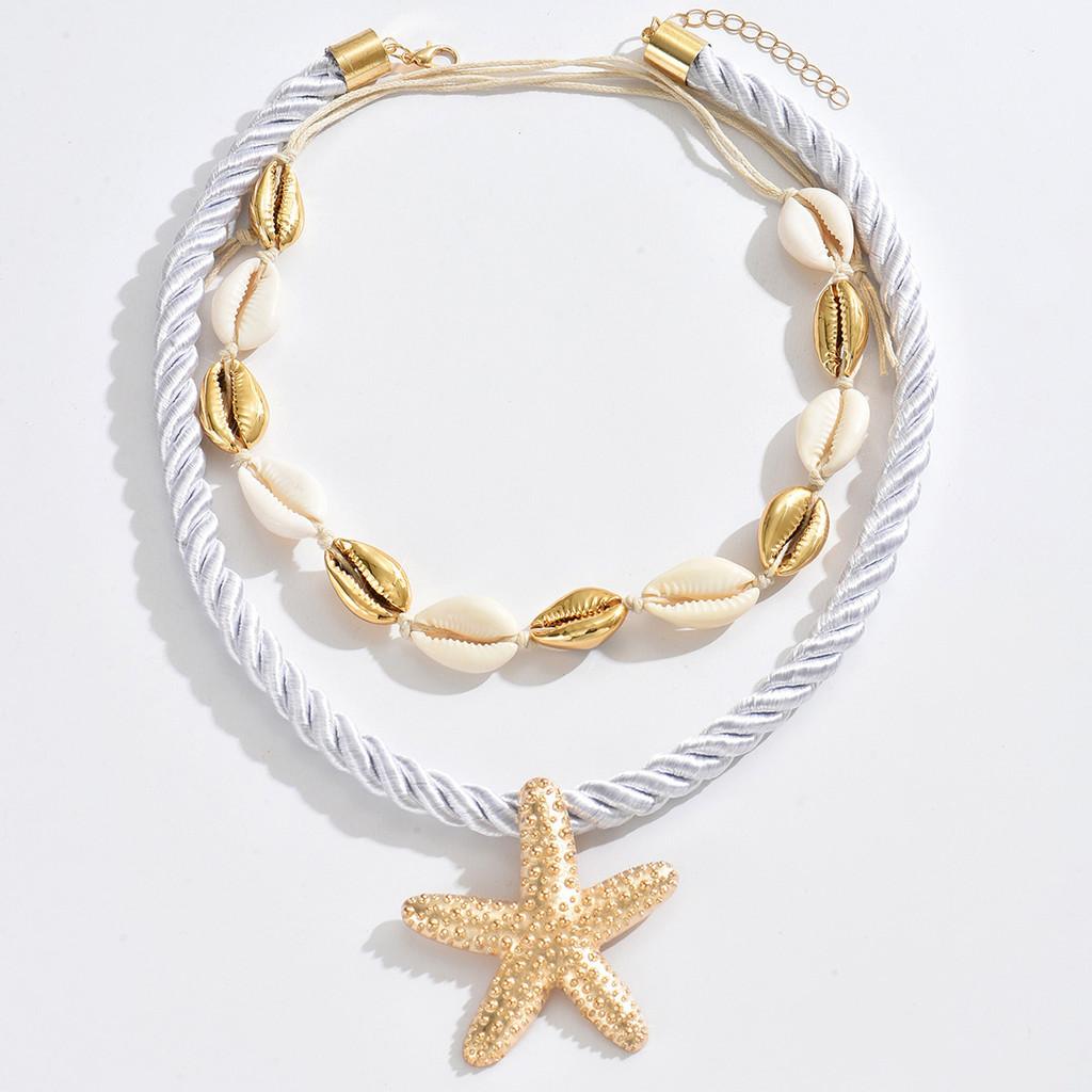 Natural Elements Summer Alloy Shell Starfish Pendant Necklace For Women