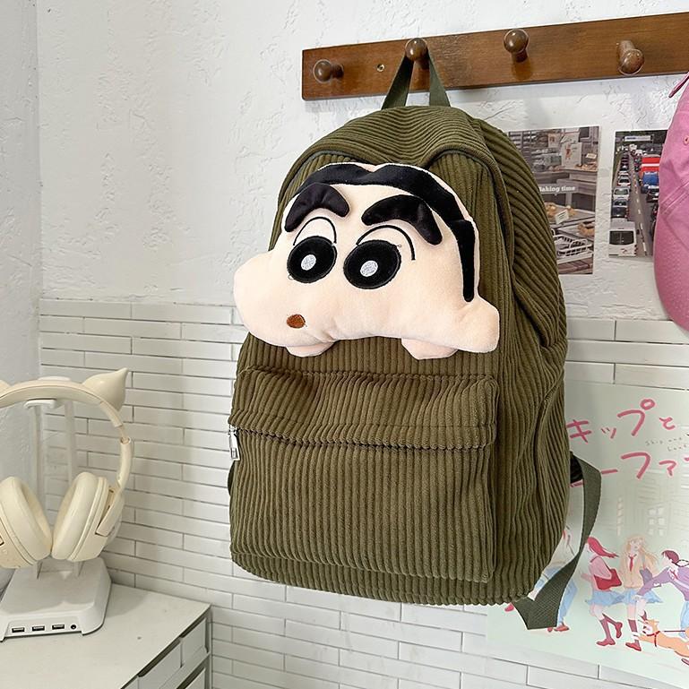 Schoolbag New Korean Ins Cute Cartoon Corduroy Backpack Japanese Harajuku Girl Schoolbag Soft Sister Cartoon Backpack