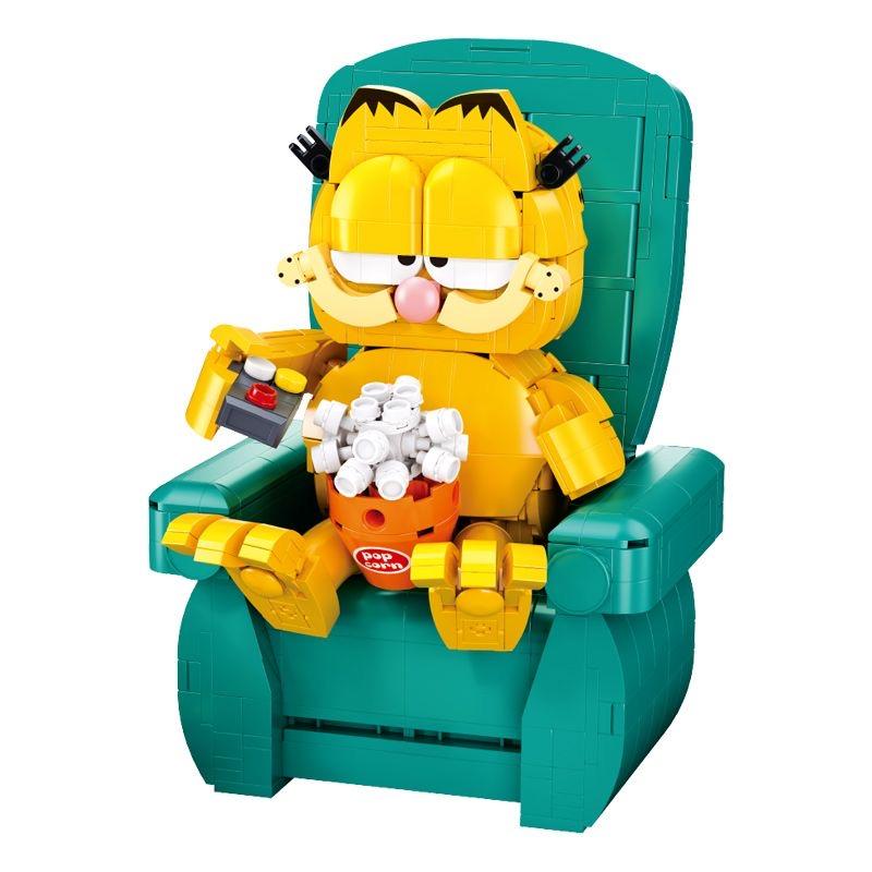 Garfield Building Blocks Sitting Sofa Cat Model Bricks Classic Anime Scene Educational DIY Toys Desktop Decoration Holiday Gift
