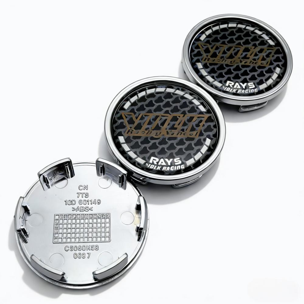 4pcs 58mm 53mm Volk Rays Logo Emblem Car Wheel Center Caps Wheel Hubcap Rim Center Dust Cover Carbon Fibre Badge Hub Accessories