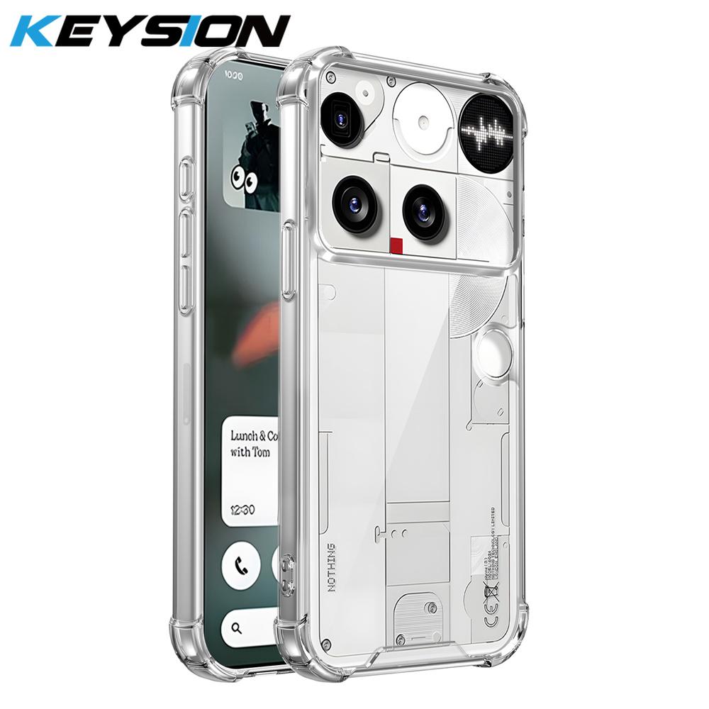 KEYSION Four-Corners Shockproof Transparent Case for Nothing Phone 3 Soft TPU+PC Clear Phone Back Cover for Nothing Phone 3