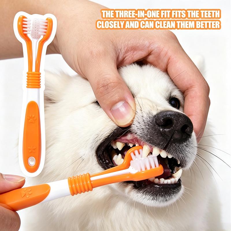 3-Sided Pet Toothbrush Dog Plastic Toothbrush Removing Tartar Cleaning Mouth Pet Care Cat Cleaning Mouth Dog Accessories