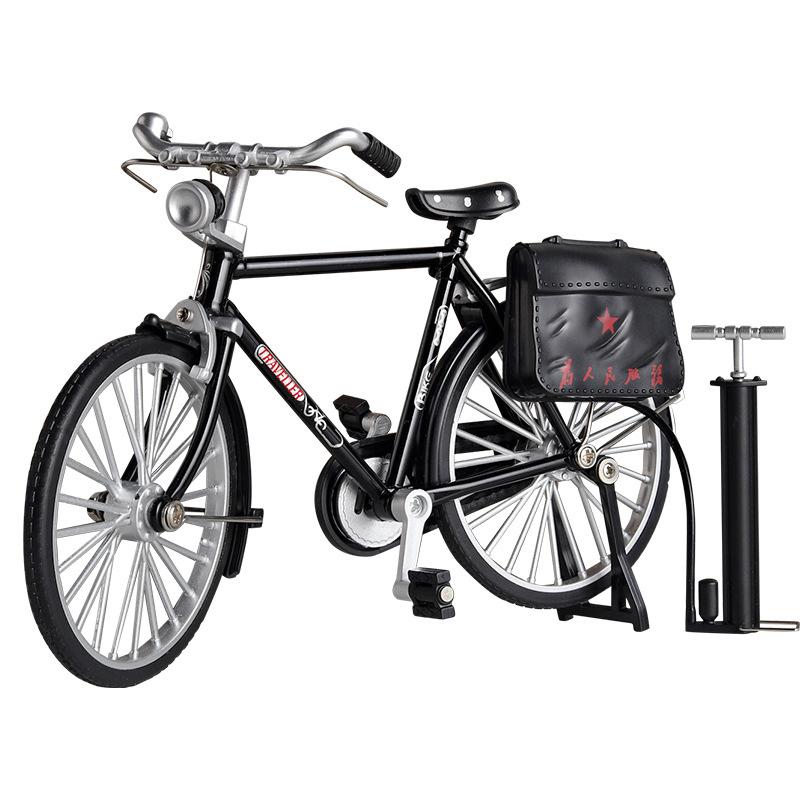 Simulation Collection Gifts Toys For Boys 1:10 Model Mini Retro Alloy Bicycle Diecast Mountain Metal Bike With Inflation Pump