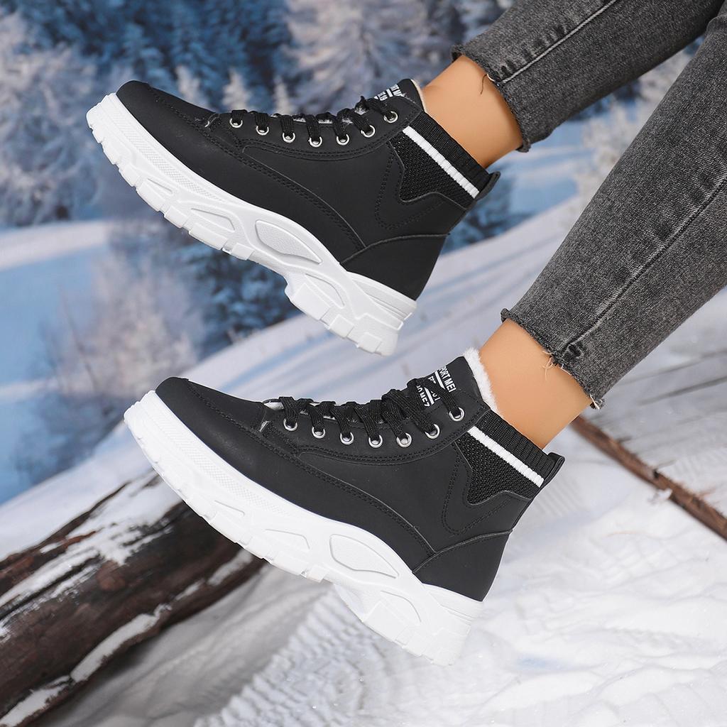 Mode Damen Schneestiefel Wasserdichte Plateau Sportliche Stiefeletten Winter Warm High Top Baumwollschuhe Mode Höhenerhöhende Stiefel Damen