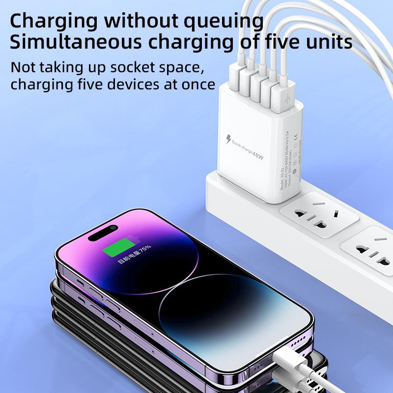 Universal Fast Charger: Multi-Port USB Adapter (5V/3A) with Europe/US/UK Compatibility