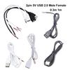 2pin 5V USB 2.0 Male Female Jack Connector Cable Power Extension Cable Black White 0.3m 1m for Computer Accessories