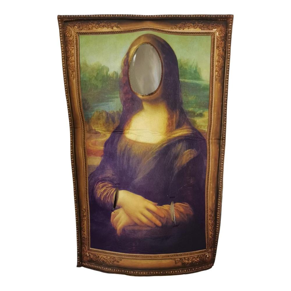 Funny Mona Lisa Mural Costume Unisex Wearable Famous Painting Sponge Jumpsuit For Adults Halloween Carnival Party Prank Clothing