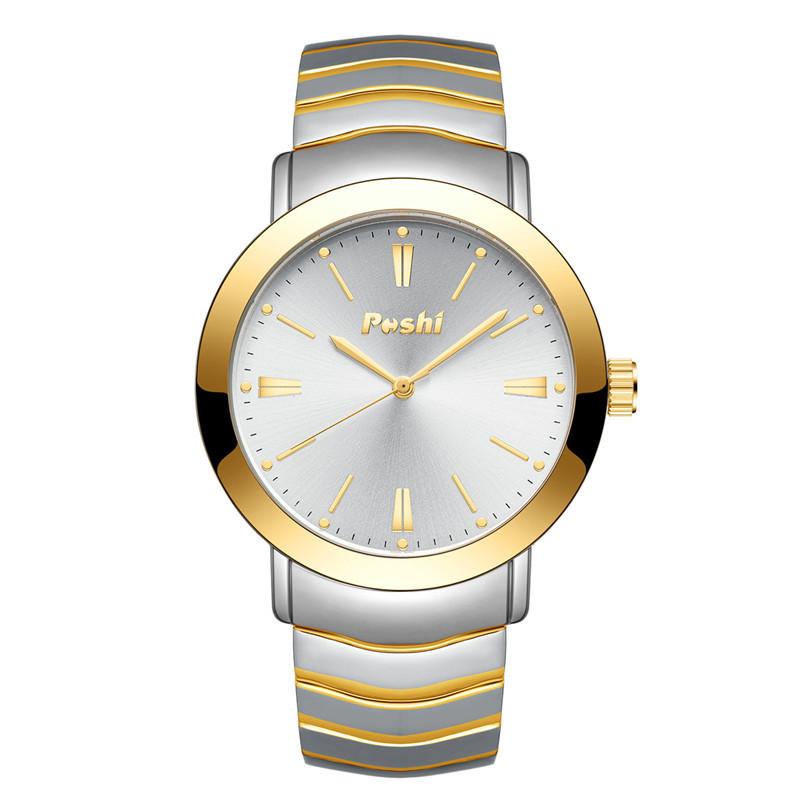 POSHI Мужские часы Модные минималистичные деловые часы со стальным ремешком Кварцевые часы Мужские повседневные часы