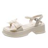 Plateausandalen Feenstil mit Rock 2025 Sommer neu Schleife Damenschuhe Perle Mode vielseitig Strandschuhe