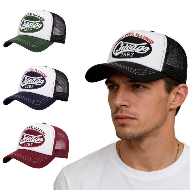My Extreme Outdoor Activities Women's Green Chicago 1967 Embroidered Mesh Baseball Cap For Men Adjustable Hip Hop Streetwear Dad Hat Outdoor Sports Trucker Cap