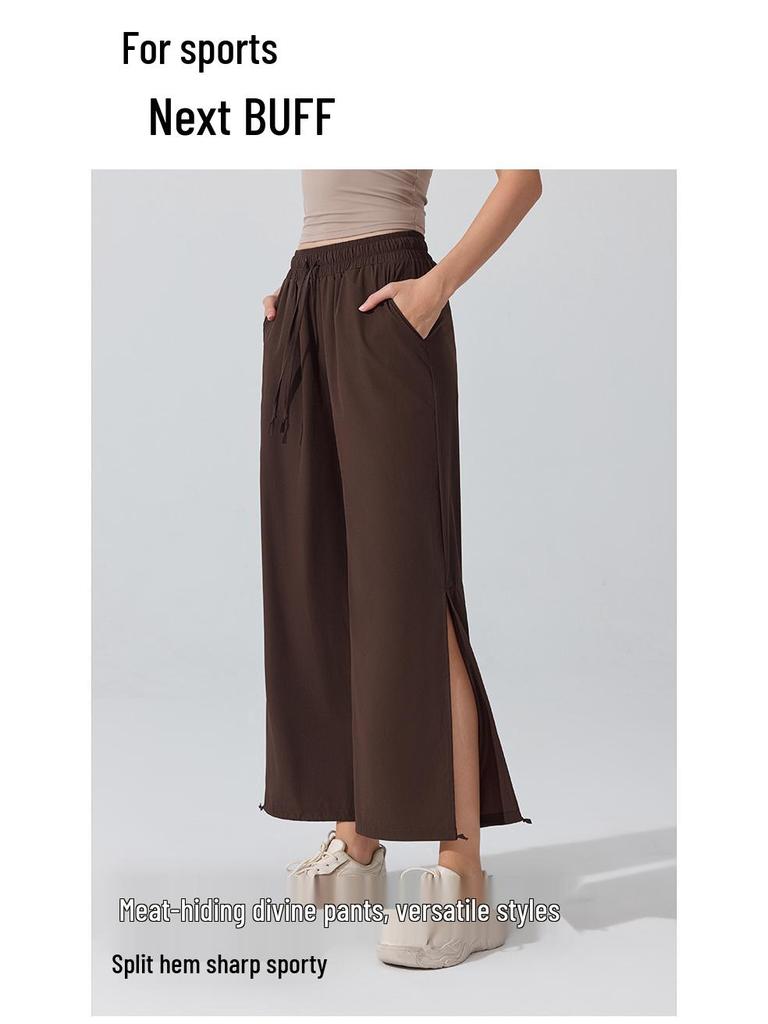 Plus Size Breathable High Waist Yoga Pants - Loose Wide Leg, Long Length, Casual & Sporty Style, Perfect for Spring!
