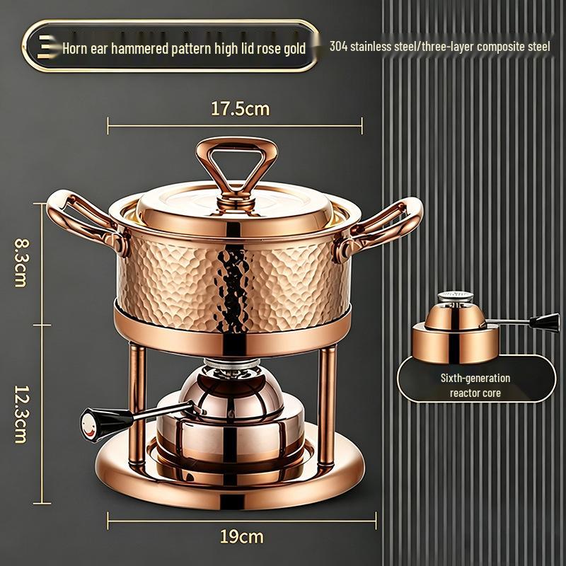 304 Stainless Steel Single-Person Hot Pot with Inflatable Gas Stove for Home, Commercial, and Camping Use