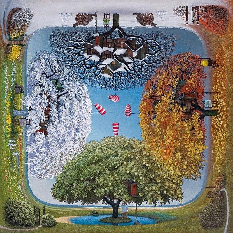 5D DIY Diamond Painting Four Seasons Scenery Diamond Embroidery Cross Stitch Full Round Drill Home Decor Manual Art Gift