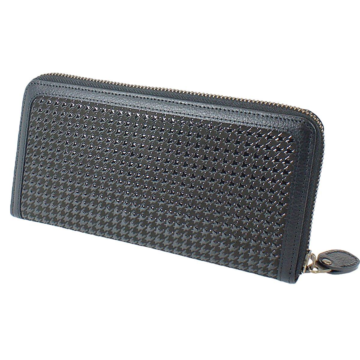 

Inden Long Round Coin Deerskin Black x Black Lacquer [Indenya] Wallet, Wallet, Zipper, Purse, HAYATO, 8933-01