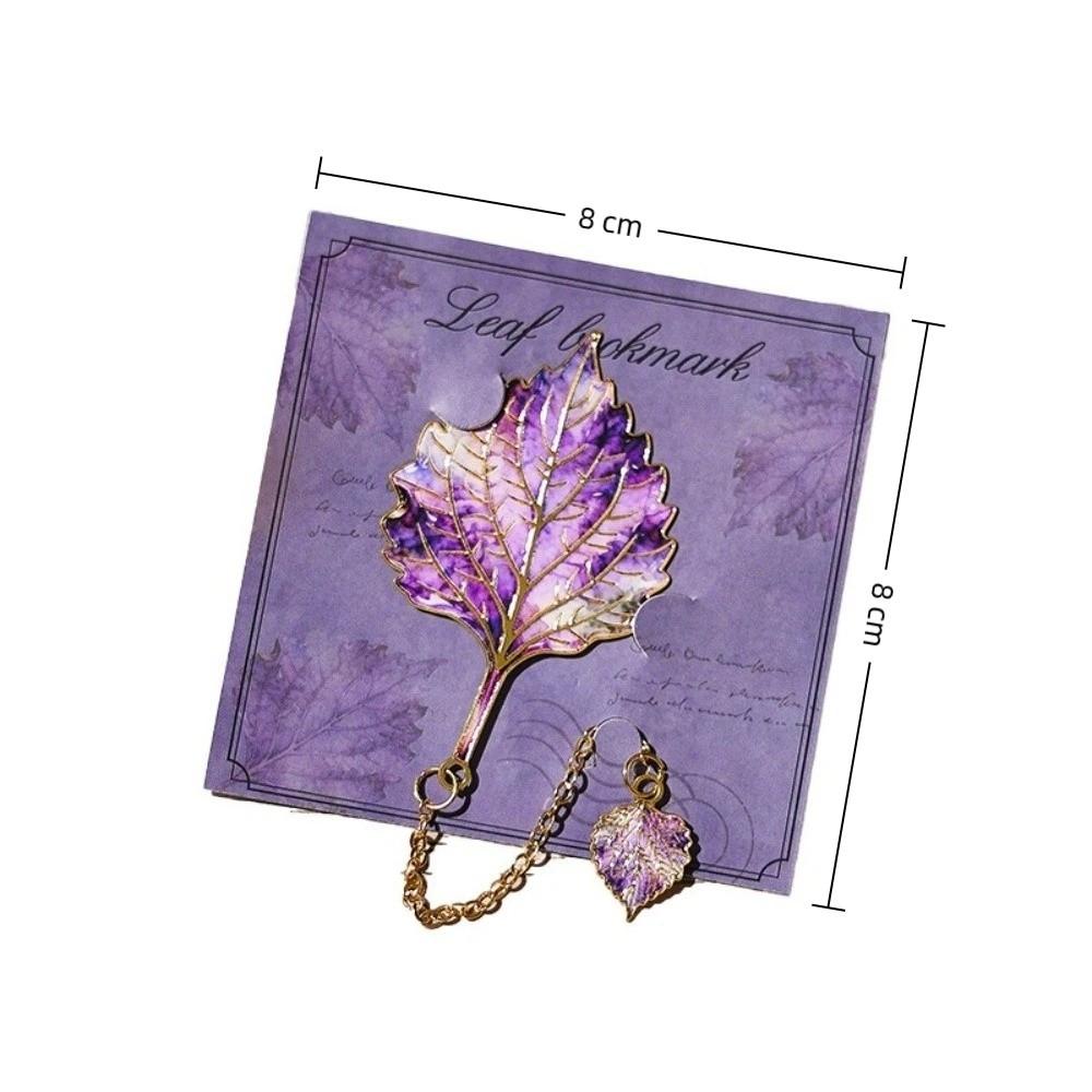 with Metal Chain Pendant Metal Leaf Bookmark Leaf Shape Stationery Supplies Maple Leaf Bookmark Reading Gift