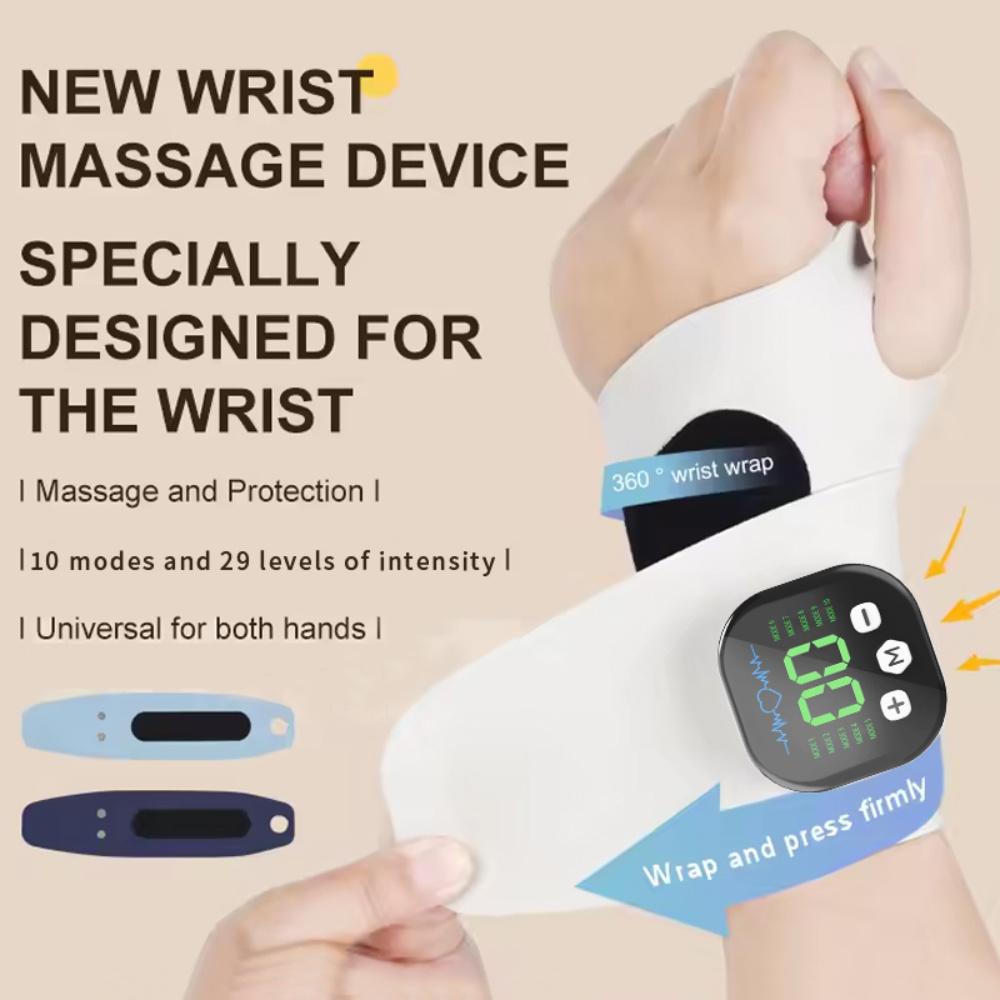 EMS Cordless Wrist Hand Heating Pad Massage Rechargeable Heated Wrist Brace Carpal Tunnel Heated Wrist Massager for Arthritis