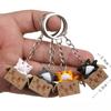 Plastic Three-dimensional Couple Cartoon Key, Little Cat Keychain Ring, Chain
