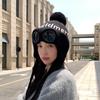 Women Autumn Winter Warm Thicken Ear Protector Goggles Hat Cold Fur Hair Ball Velvet Outdoor Knitted Cap Sweet Cute Lei Feng Hat