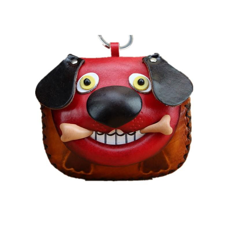 First Layer Cowhide Creative Puppy Change Bag Children'S Animal Cute Cartoon Hand Carry Flip Bag Key Bag Gift