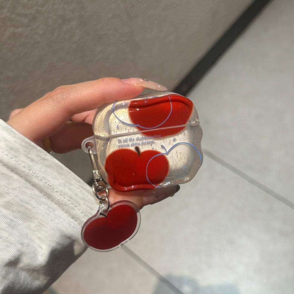 Ins Korean Ink Splashing Graffiti Red Apple Airpods4 Protective Case Airpod3 Suitable for Apple Pro Earphone Case