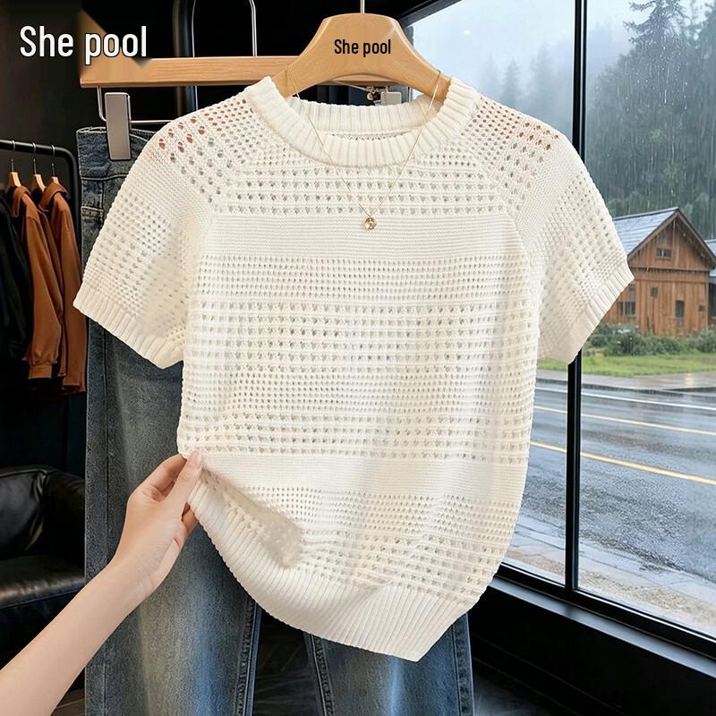 She Pool Women s Hollow-Out Knit Raglan Sleeve Top One Size