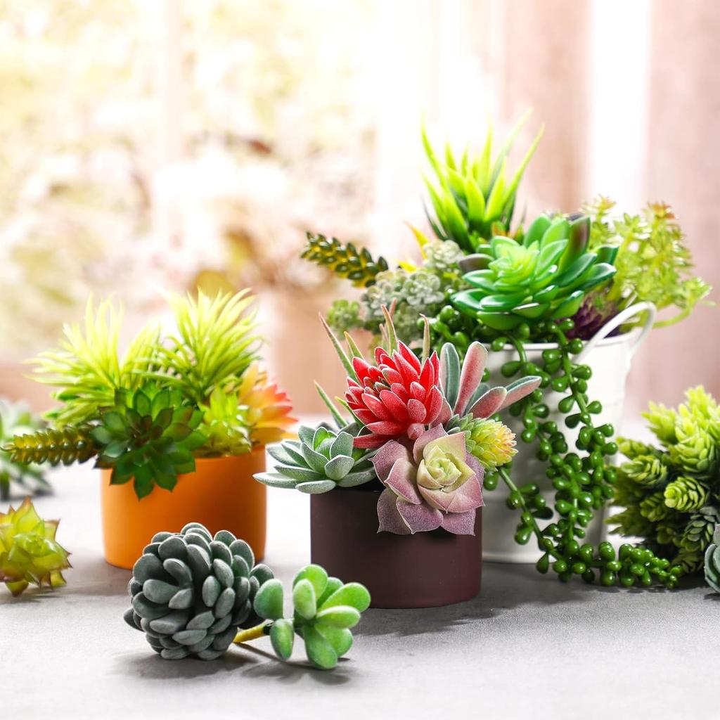 Yunsailing 40 Pieces Artificial Succulent Plants Faux Realistic Unpotted Mini Succulents for DIY Garden Home Office Indoor Decor (Fresh)