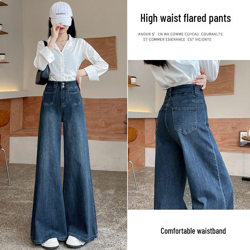 Autumn 2024 Women s Retro High-Waisted Wide-Leg Jeans L