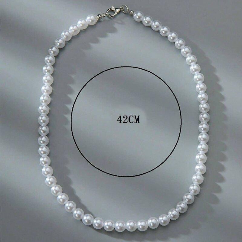 Faux Pearl Hip Hop Choker Necklace, Minimalist Streetwear Jewelry, Unisex Couple Gift for Men Women