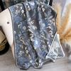 Ethnic Style Flower Imitation Cashmere Scarf Women'S Winter Thickened Double-Sided Air Conditioner Shawl Scarf