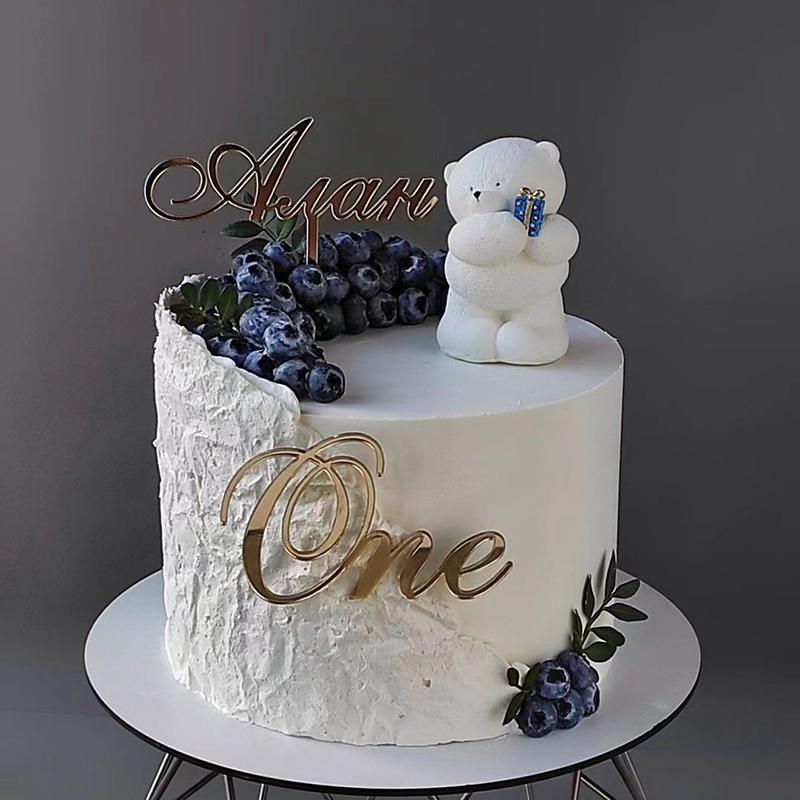 6 Types One Letter Design Birthday Cake Topper Acrylic Gold One Cupcake Topper for 1st Birthday Anniversary Wedding Party Decor