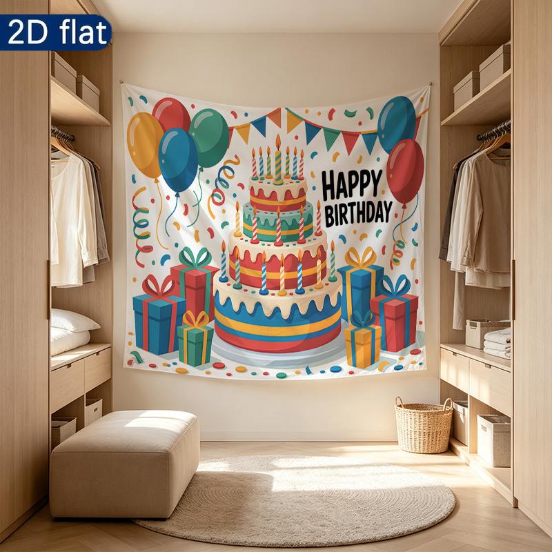 Colorful Balloon Party Backdrop 1pc - Polyester Party Decor