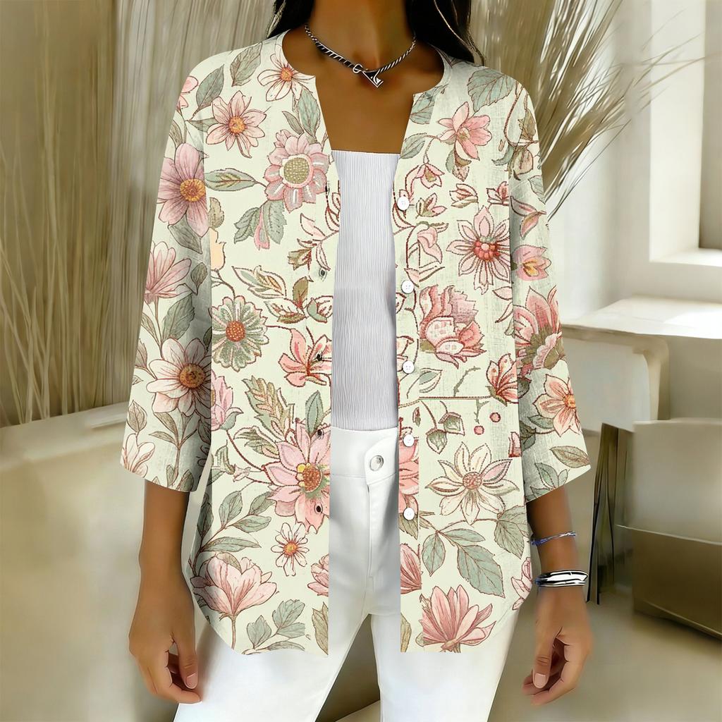 T-shirts à manches 3/4 pour femmes T-shirts graphiques Chemises Hauts basiques décontractés Pulls