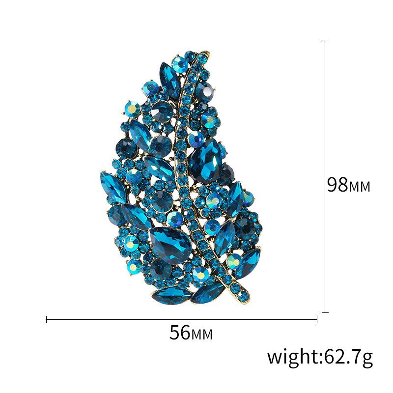 Crystal Brooch Fashion Personality Leaf Clothing Pin Accessories Elegant Temperament High-End Anti-Light Plant Corsage