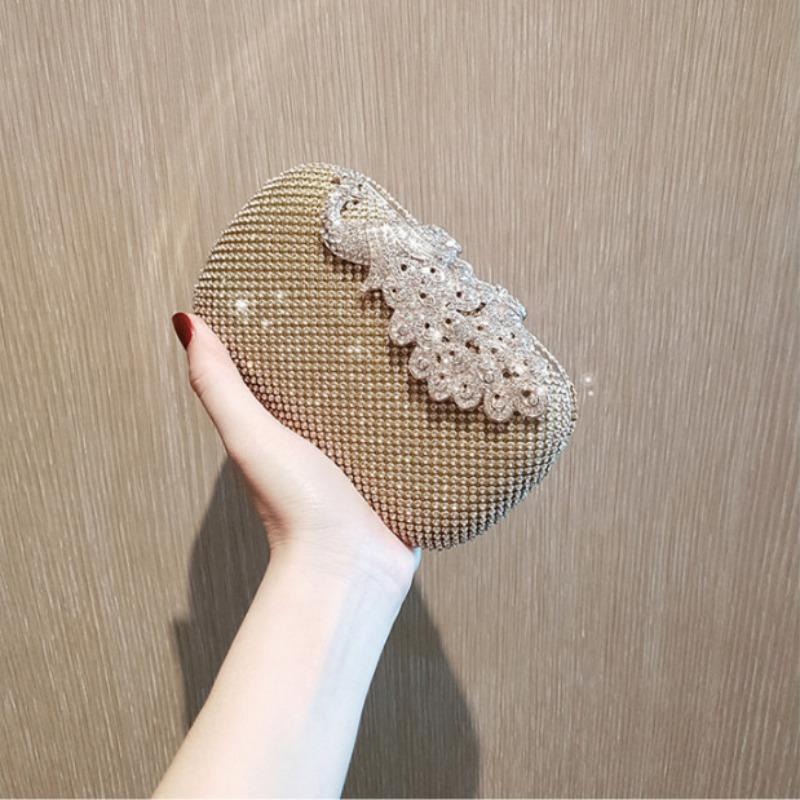 New peacock rhinestone bag banquet bag handbag temperament cheongsam diamond bag dinner dress bag handbag золотой