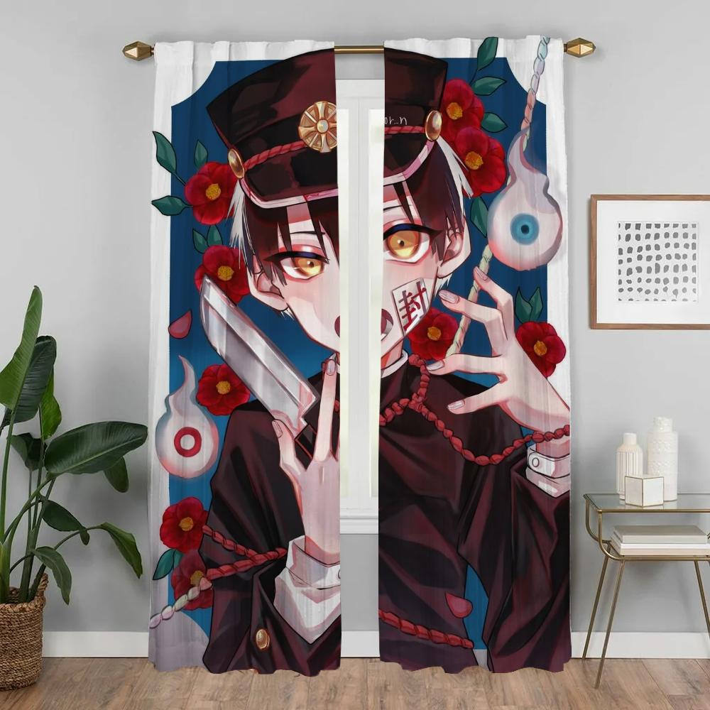 Modern Living Room Curtains for Camera Hanako Kun Shades Tulle for Bedroom Blackout Curtain Home Interior Curtains 2 Pieces