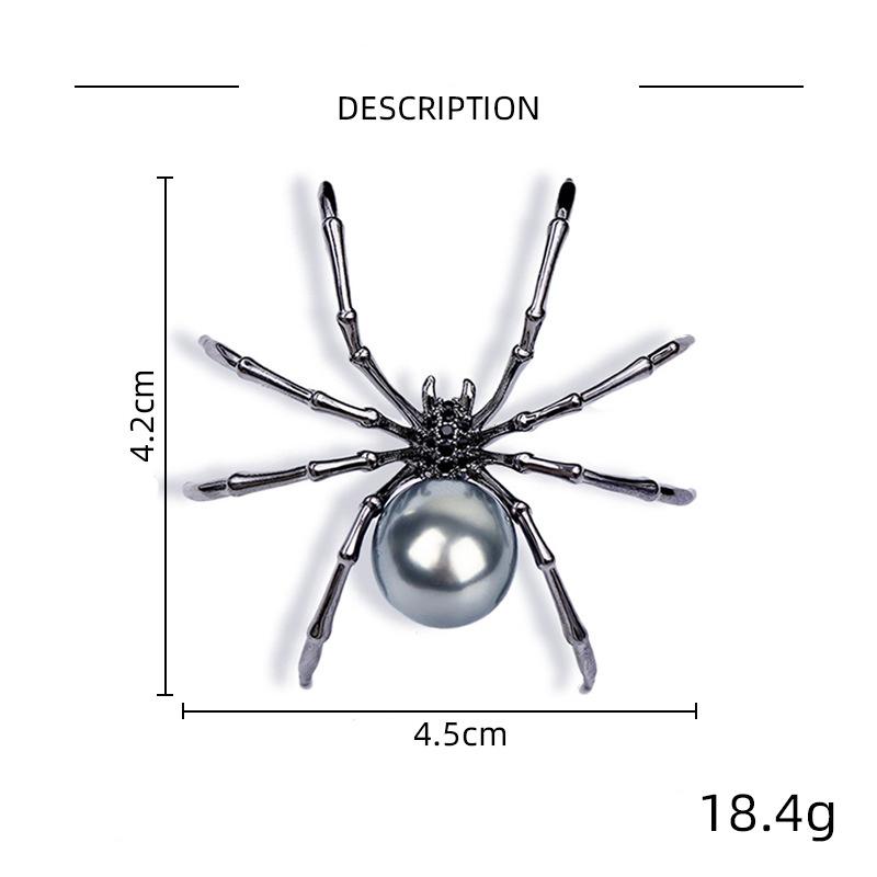 Retro Dark Personality Simple Halloween Black Spider Alloy Imitation Pearl Earrings Accessories Party Gift
