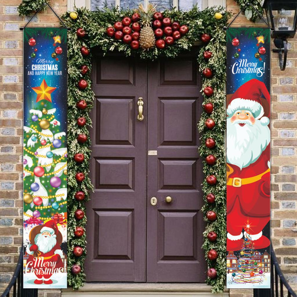 Christmas Outdoor Door Banner Flag Merry Christmas Porch Sign Decorative for Home Yard Front Door Navidad Natal Gift New Year
