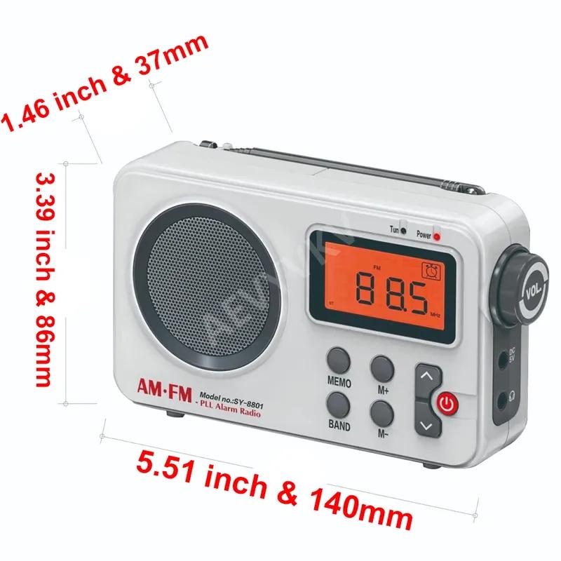 Tragbares Radio FM & AMLCD-Bildschirm unterstützt 5-V-Eingang Bass AM-Radio Timer Alarm Timer Abschaltung Speicher Frequenz Programm Weiß & Schwarz