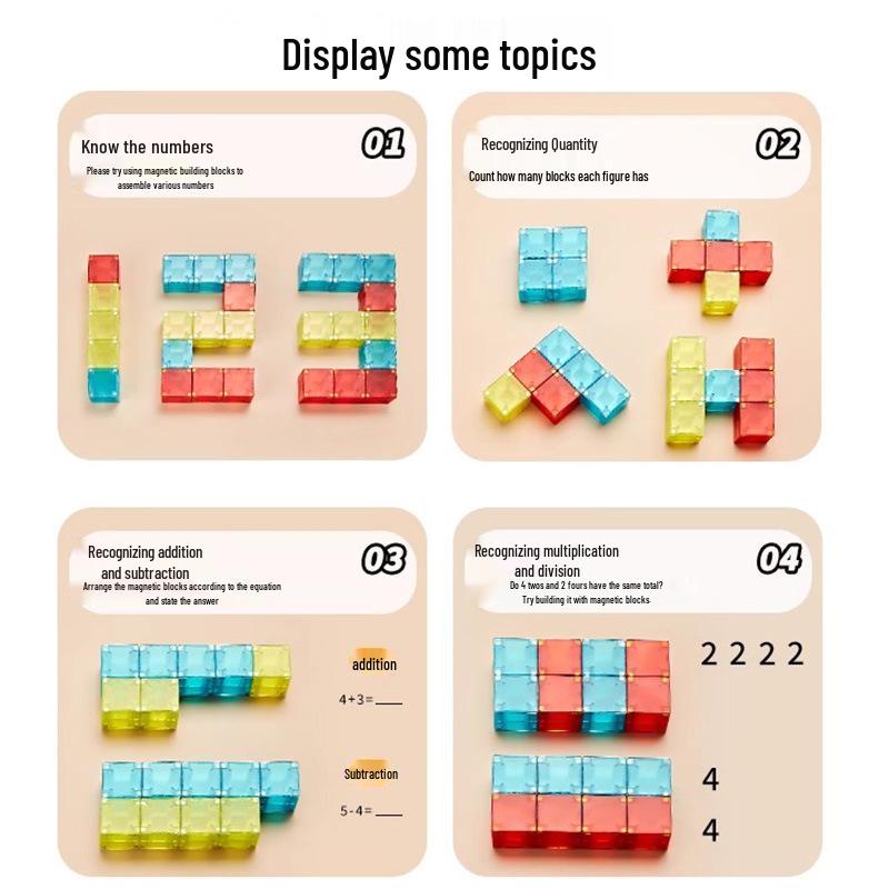 DiGe Magnetic Cube Blocks: 3CM Strong Magnets for Kids, 30-Piece Set for Math and Early Education Geometric Number Sense Teaching Aids.