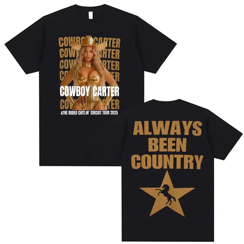 

Cowboy Carter Beyonce Always Been Country Tshirts Men Women Retro 90s Hip Hop Pop music Shirt Casual Cozy Shortsleeved top M