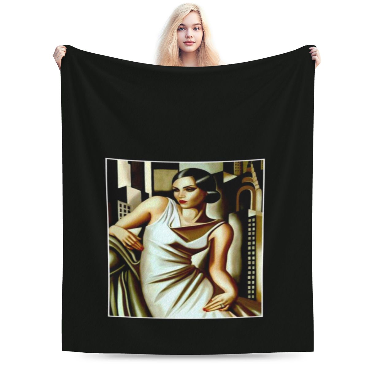 

Tamara De Lempicka Vintage Young Woman Painting Print Personalized Comfortable Gift An UltraSoft Micro Fleece Blanket 75x100cm