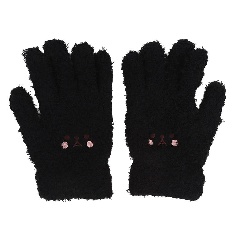 1-2pair Adorable Gloves Portable Winter Gloves Cute Soft Fluffy Plush Winter Gloves Cartoon Bear Winter Warm Full Finger Gloves