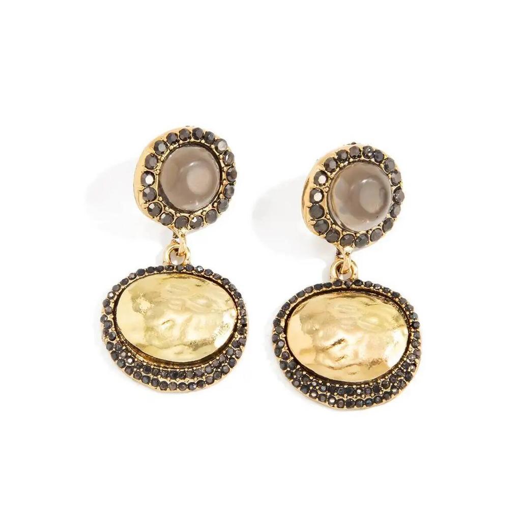 SHIXIN Vintage Inlaid Rhinestone Oval Drop Earrings for Women Luxury Geometric Round Pendant Earrings Party Fashion Jewelry Gift