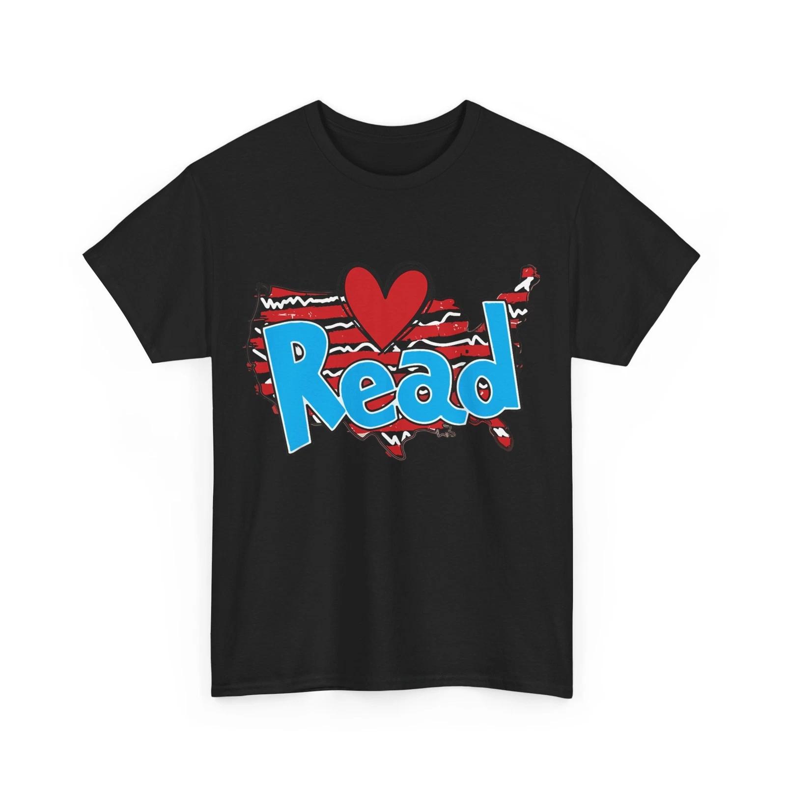 Bookish Shirt, National Read America Heart Books Reading Lovers Shirt XL