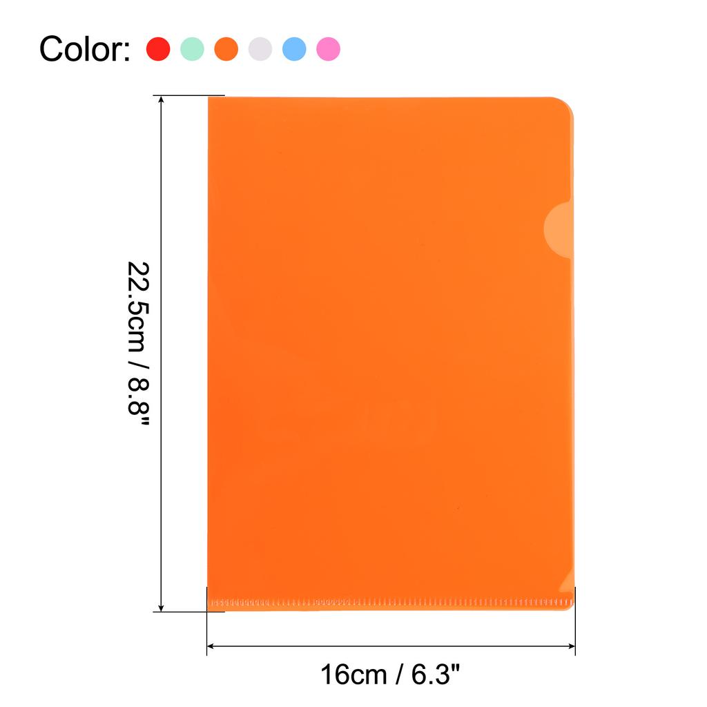 12/24Pcs A5 Size L Type Folder Plastic File Project Pockets File Folder Clear Paper Document Jacket Sleeve for Office Multicolor