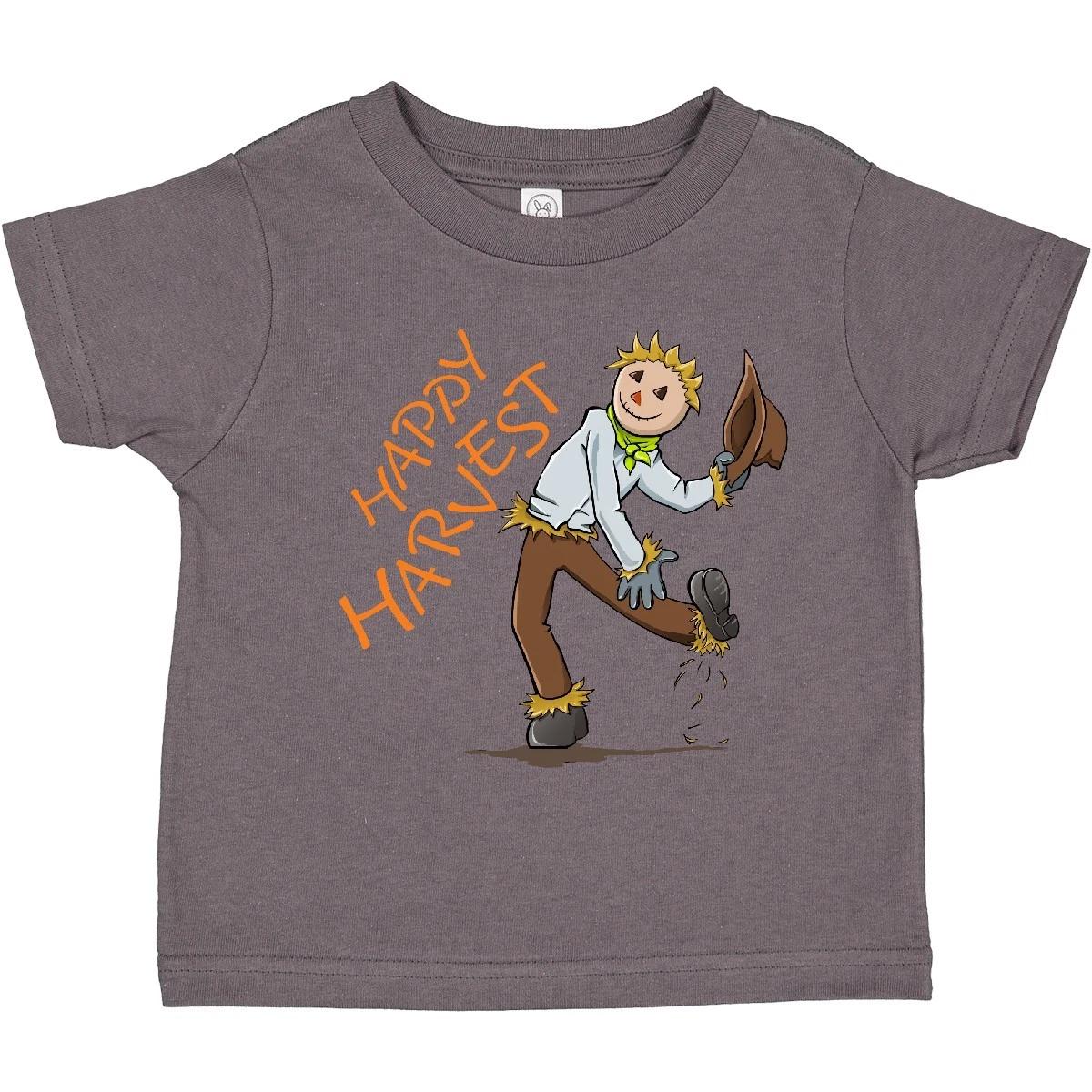 Inktastic Happy Harvest Scarecrow Toddler T-Shirt Thanksgiving Straw Hat Silly 130