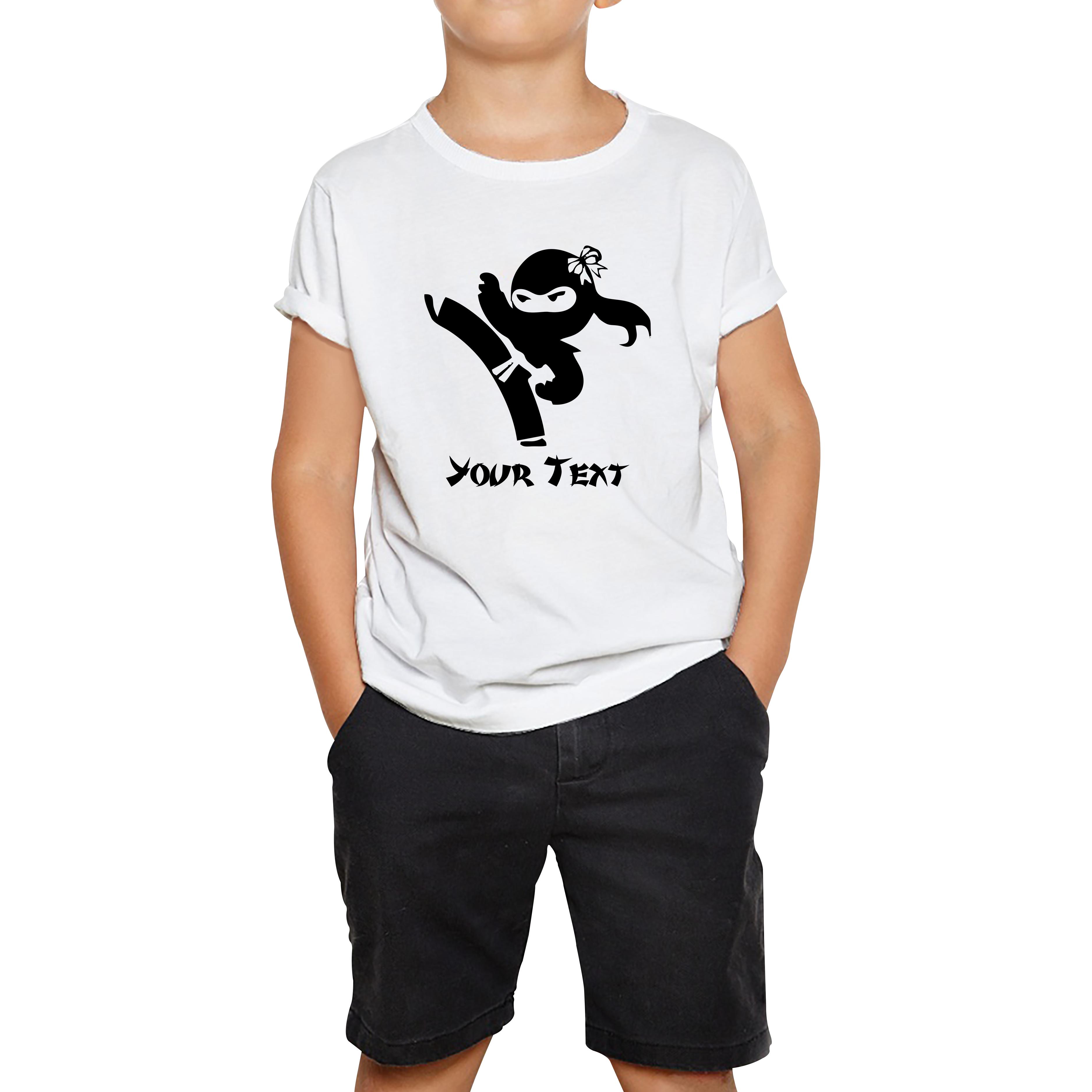 

Personalised Ninja Girl Your Text Retro Ninja Warrior Martial Arts Judo Karate MMA Kids Tee 110