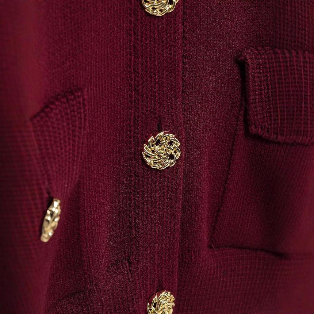 Evropský a americký styl dámský kardiganový svetr s dlouhým rukávem a límečkem na zapínání 2025