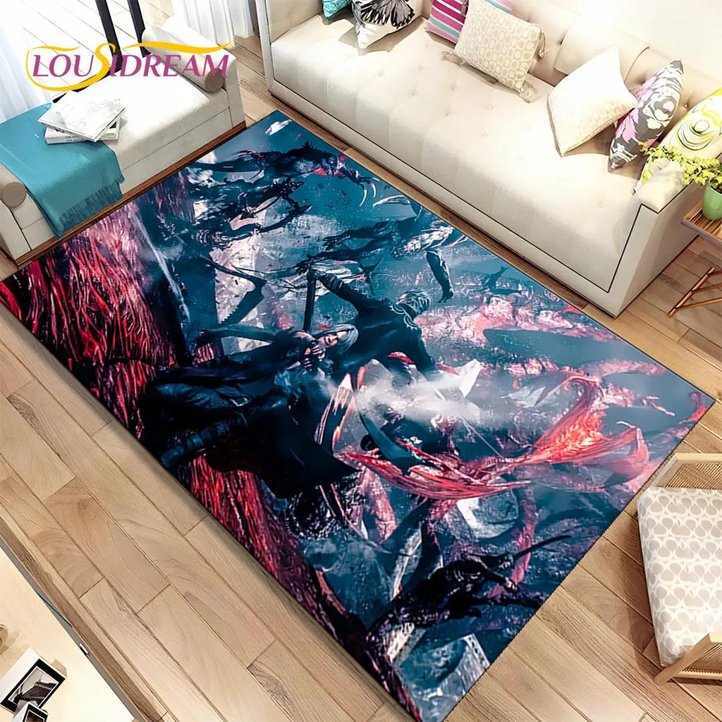 Tapis de jeu 3D HD D-Devil May Cry DMC, Tapis de sol pour salon, chambre à coucher, canapé, paillasson décoratif, tapis de sol antidérapant pour enfants